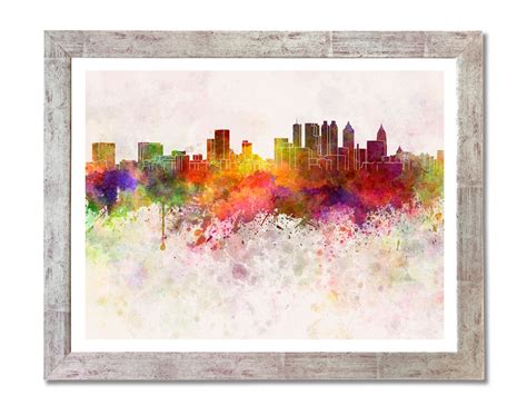 Atlanta Skyline in Watercolor Background SKU 0159 - Etsy