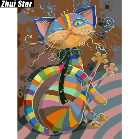 Zhui Star 5D DIY Full Square Diamond Painting Color Cat 3D Embroidery