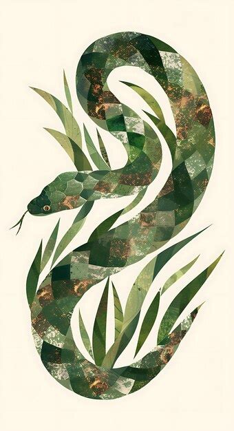 Premium Photo Collage Of Grass Snake With Grass Texture Collage