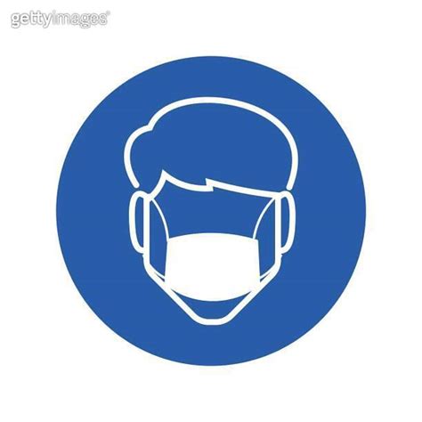 Isolated Round Blue Sign Of Face Mask Is Mandatory For Industrial