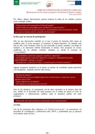 Informe Foro Participativo Puerto De Garrucha Pdf