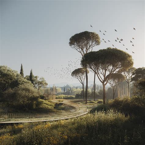 Italian Landscape with Digital Pines on Behance