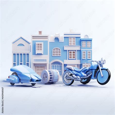 3D model a blue modern bike with glossiness material, isometric ...