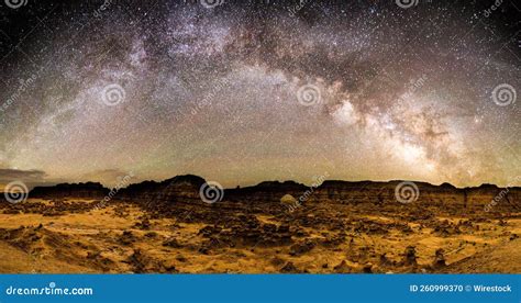 Landscape With Mountains And The Majestic Starry Night Sky Above Stock