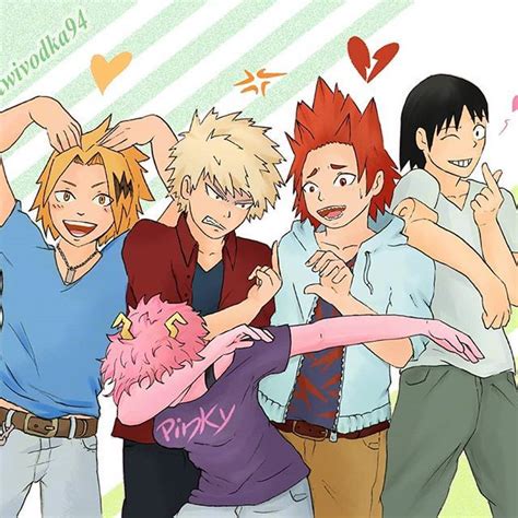 Bakusquad Mina Ashido Sero Hanta Denki Kaminari Eijirou Kirishima Katsuki Bakugou Mha Bnha