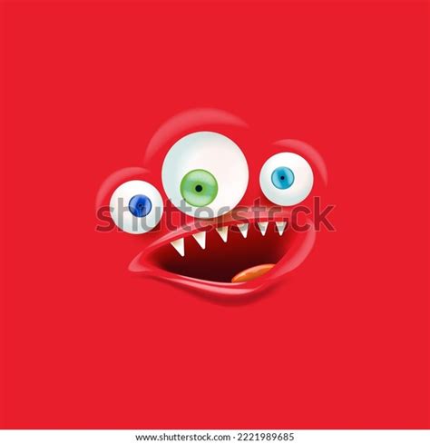 Vector Funny Red Monster Face Open Stock Vector Royalty Free 2221989685 Shutterstock