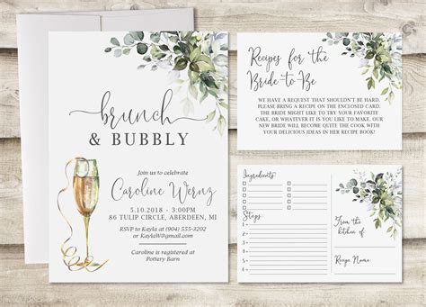 Brunch And Bubbly Bridal Shower Invitation With Insert Card And Etsy