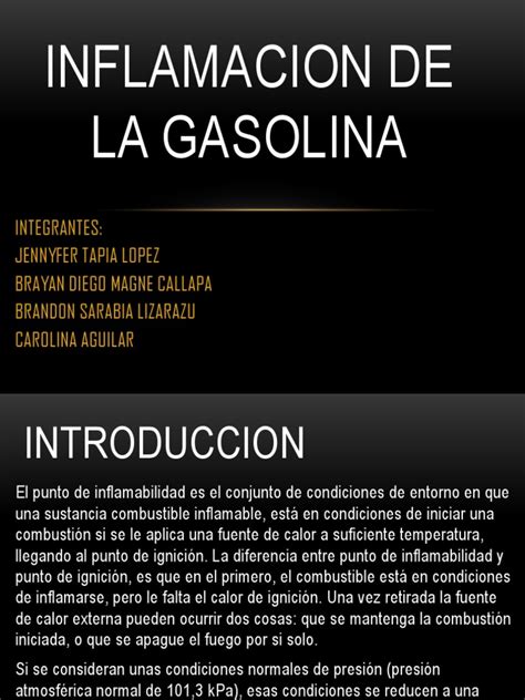 Inflamacion De La Gasolina Pdf Combustión Química