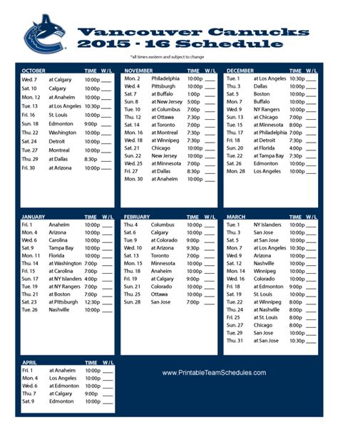 2024 Canucks Calendar Printable Word Searches