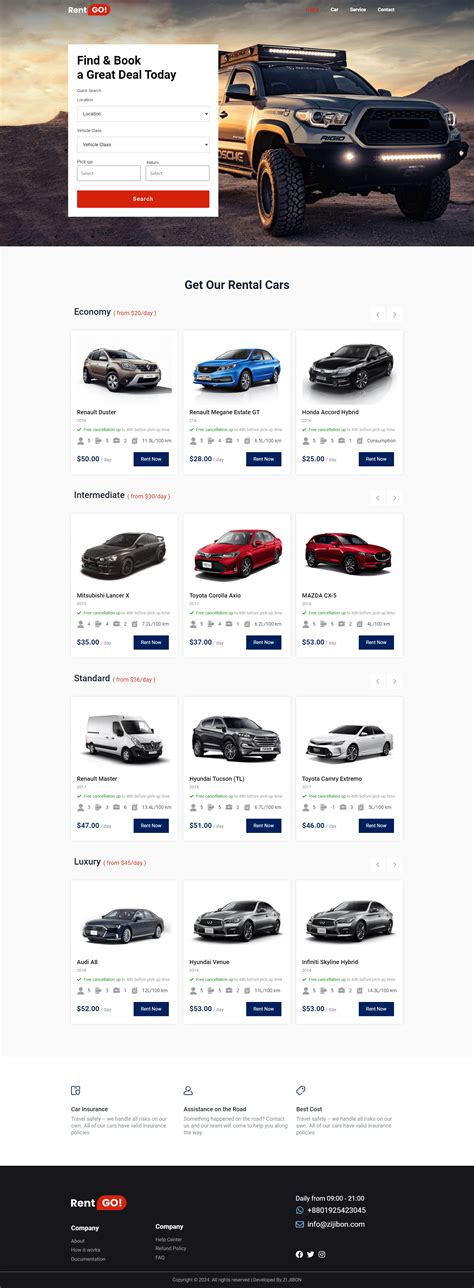 Car rental Booking Website - ZI JIBON
