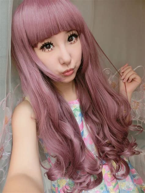 70 Cm Sex Products Wigs Harajuku Lolita Neat Bang Curly Femme Anime