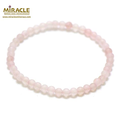 Bracelet Quartz Rose Givr Perle Mat Ronde Mm Pierre Naturelle