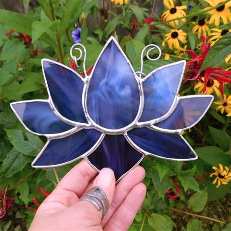 Lead Free Lotus Flower Stained Glass Suncatcher In Purple Makerplace By Michaels