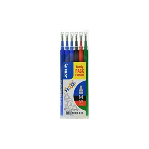 PILOT Set De 6 Recharges FRIXION BALL BLS FR7 3 Bleu 1 Noir 1