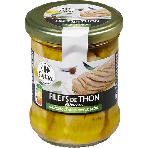 Filets De Thon L Huile D Olive Vierge Extra Carrefour Le Pot De