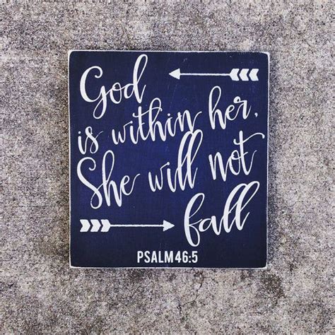 God Is Within Her She Will Not Fall Painted Wood Sign Sign With