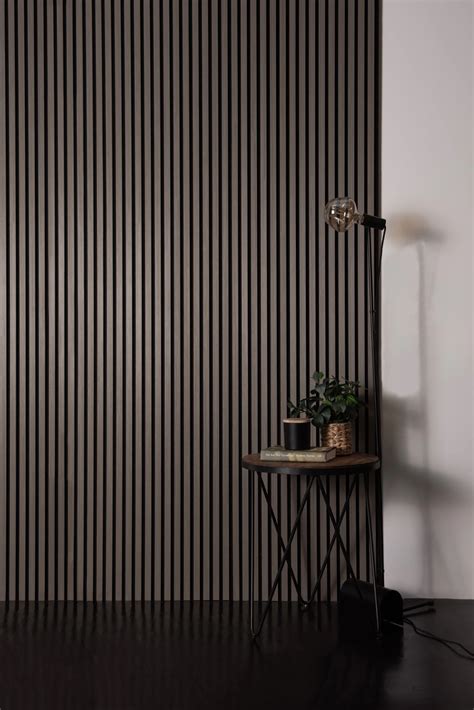 Buy Smoked Grey Oak Acoustic Slat Wall Panel For Home Interior