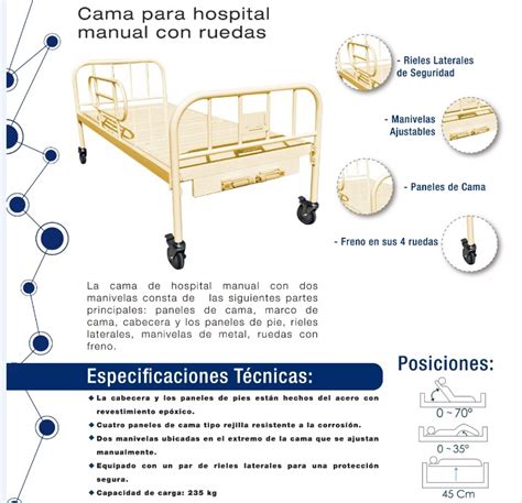 Cama Hospital Economica Manual Nacional Con Ruedas