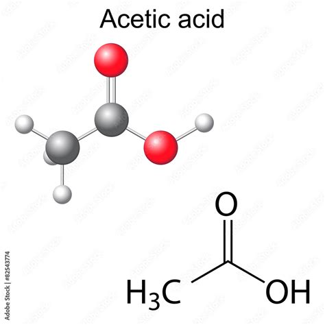 Structural Chemical Formula And Model Of Acetic Acid Stock Vektorgrafik