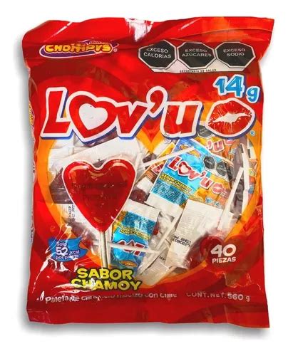 Paletas Lovu Corazón Caramelo Chompy Chamoy Dulce 40pz 560g