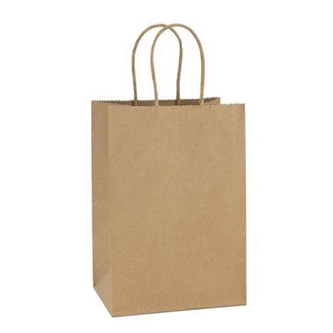 Brown Rectangular Plain Paper Carry Bag For Shopping Strap At Rs