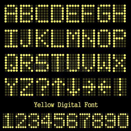 Image of a the alphabet and numbers in a yellow digital font Stock ...