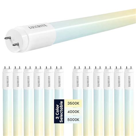 LUXRITE 13 Watt 4 Ft Linear T8 LED Tube Light Bulb 3 Color Selectable