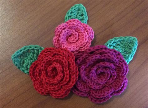 Crochet Pattern Roses and Leaves in 3 Different Sizes Pdf | Etsy