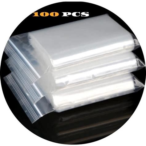 Sac Transparent En Plastique Lot De 100 Sachets Zip Refermables