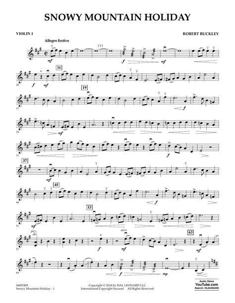 Snowy Mountain Holiday Violin 1 By Robert Buckley Sheet Music For