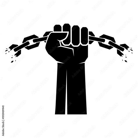 Breaking Chain Protest Rebel Vector Poster Human Hands And Broken