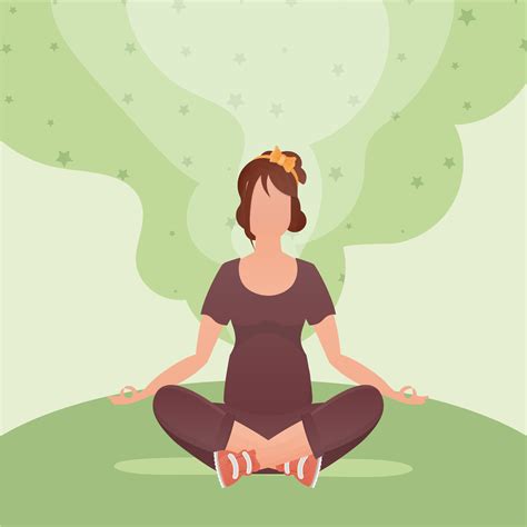 Woman Meditates The Concept Of Calm And Tranquility Cartoon Style