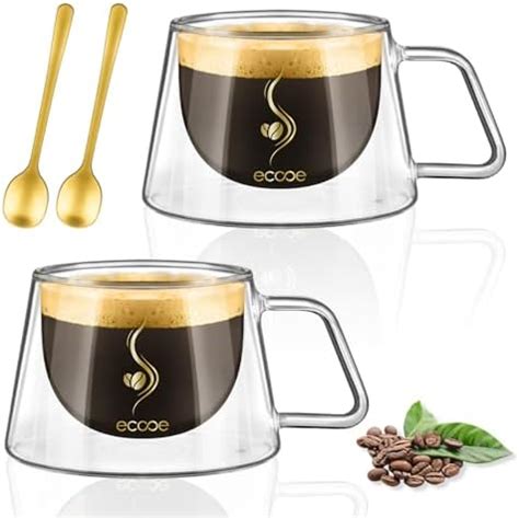 Ecooe Espresso Cup Ml Double Wall Glasses Espresso Coffee Glass Cups