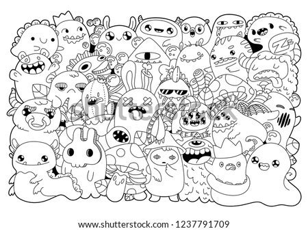 Cute Monster Doodle Coloring Pages