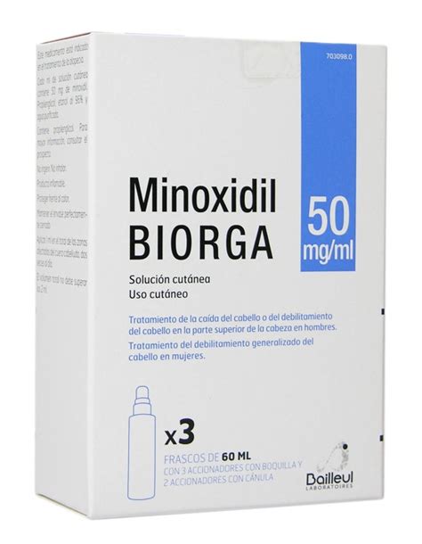 Comprar MINOXIDIL BIORGA 50mg ml SOLUCIÓN CUTÁNEA 3 x 60