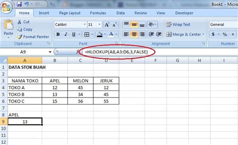 Contoh Rumus Hlookup Pada Excel 2007 Riset