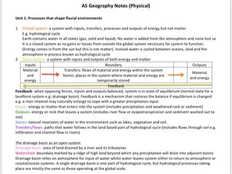 As Geography Rivers Revision Notes Ccea Teaching Resources