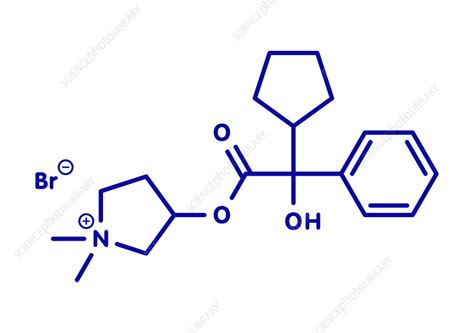 Glycopyrronium bromide COPD drug, molecular model - Stock Image - F025 ...