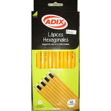 Lapices Grafito Hexagonal Con Goma Hb N Adix