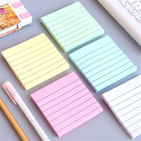 Lined Sticky Notes 3x3 5 Pads 70 Sheets Pad Pastel Color Sticky Notes With Lines Sticky