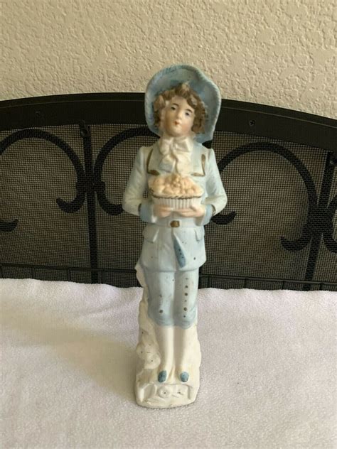 Antique Blue And White Victorian Numbered 3872 Man Figurine Bisque