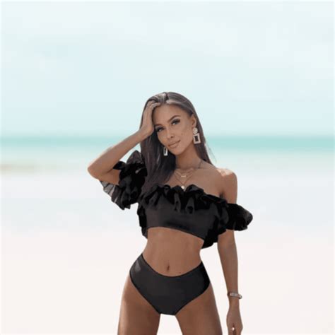 Meloriaswim Hot Sexy Off Shoulder Double Ruffle Bikini Female Black Walmart