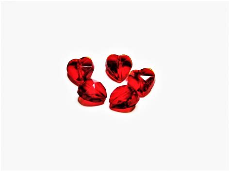 5 Heart Ruby Red Crystal Glass Ruby Facet Beads Beading Supplies