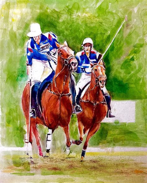 Polo In Team Jerseys Painting By Khalid Saeed Fine Art America