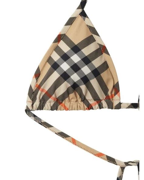 Burberry Check Bikini Top In Metallic Lyst