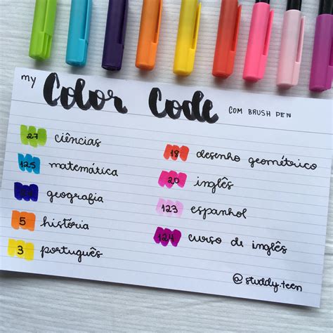 Cores Das Matérias Escolares