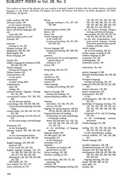 Subject And Author Indexes To Vol 26 No 2 Language Teaching