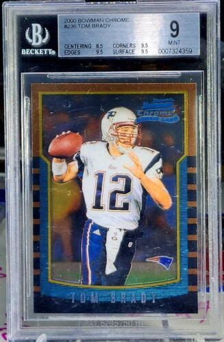 2000 Bowman Chrome 236 Tom Brady Rookie Card Bgs 9 Mint W Triple 95