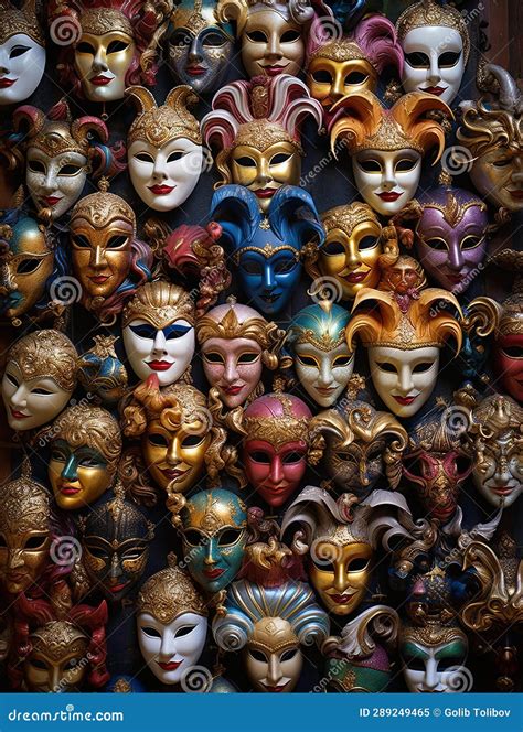 A Pile of Different Types of Venetian Masks Stock Illustration ...