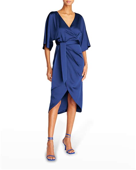 Theia Alicia Faux Wrap Cocktail Dress Neiman Marcus